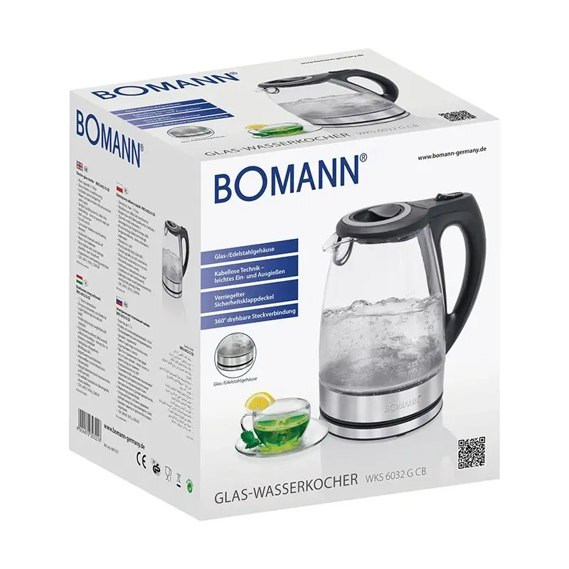 Bouilloire Electrique Bomann en verre 1,7L 2200W Wks-6032 (2).webp