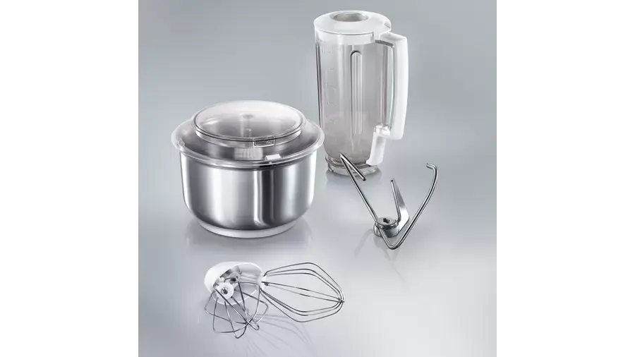 Petrin Bosch 1000W 6,2L  4L2Kg 4 Vitesses  Avec Blender 1,7L Blanc Inox Mum6N21