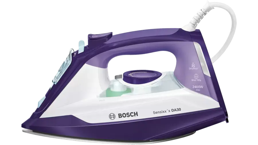 Fer A Repasser Bosch Vapeur Sensixx'X  Da30  3Anticalc  2400W Violet blanc Tda3024030