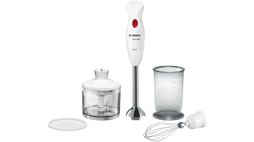 [P166] Bras Mixeur Bosch Kit 3 En 1 (Batteur + Bol + Hachoir)  400W Blanc  Msm24500