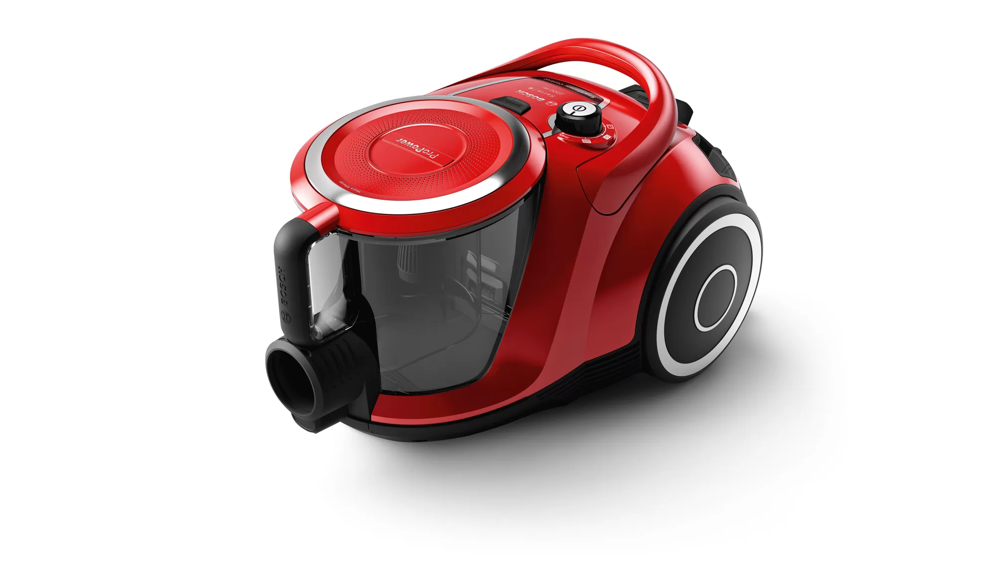 aspirateur Bosch rouge sans sac 2200w BGS412234A main face aspirateur 2200w